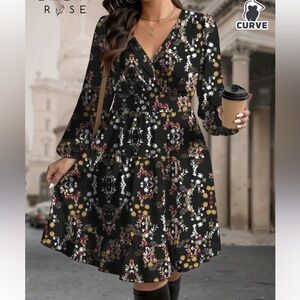 Black Floral Long Sleeve Dress